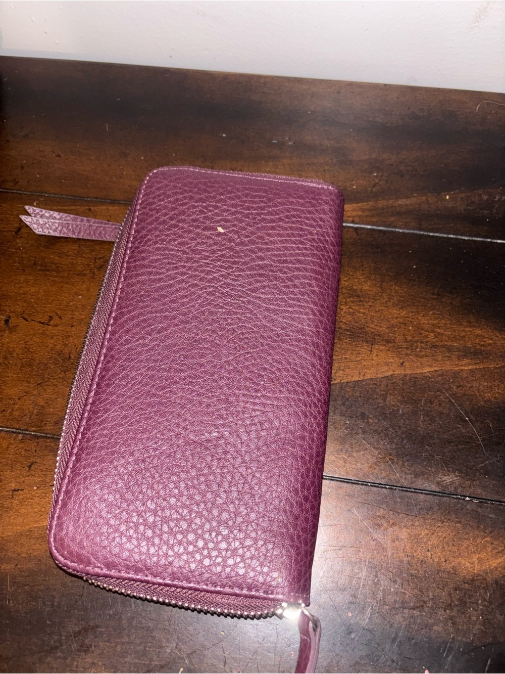 Plum Zip Around Leather Wallet